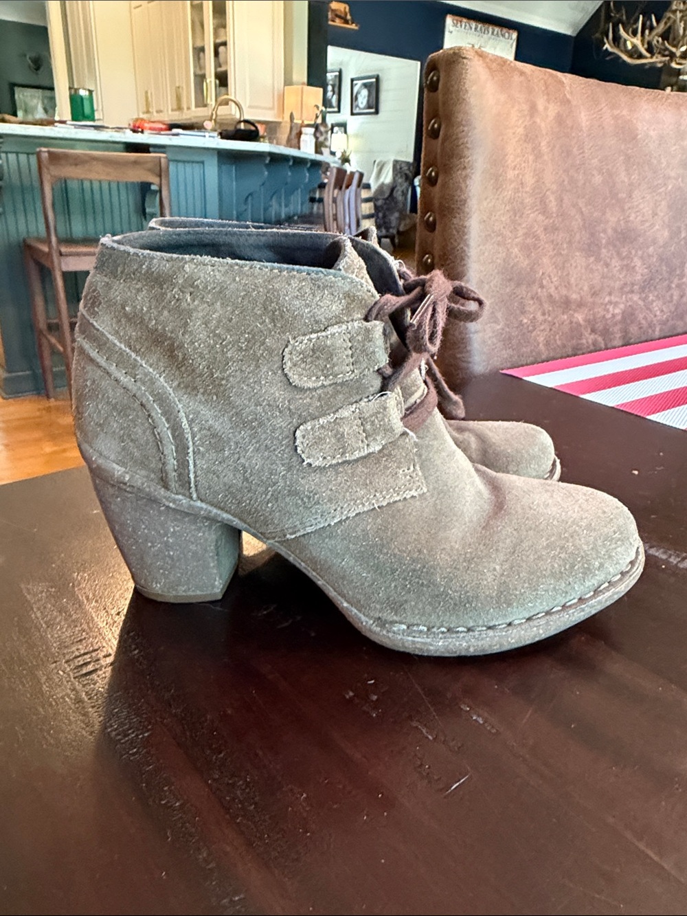Clarks Taupe Suede Lace-Up Ankle Boots